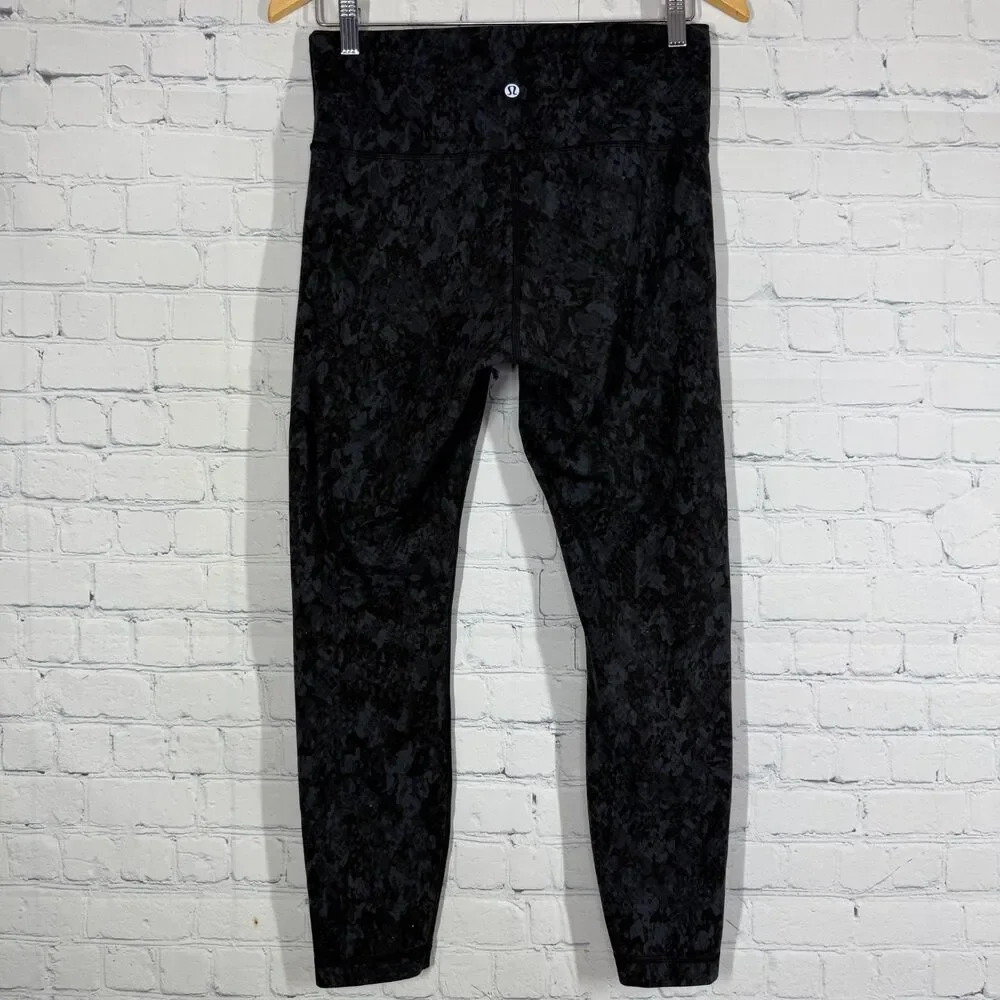 Lululemon Align High Rise Pant 25” Women Size 10 Black Camouflage Yoga Leggings